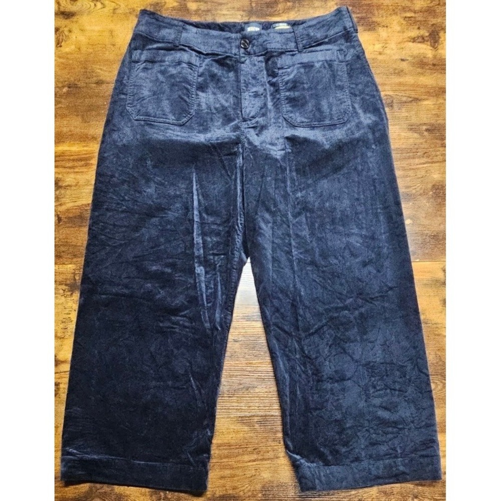 Anthropologie Maeve Colette Cropped Corduroy Wide Leg Blue Pants Women's 18